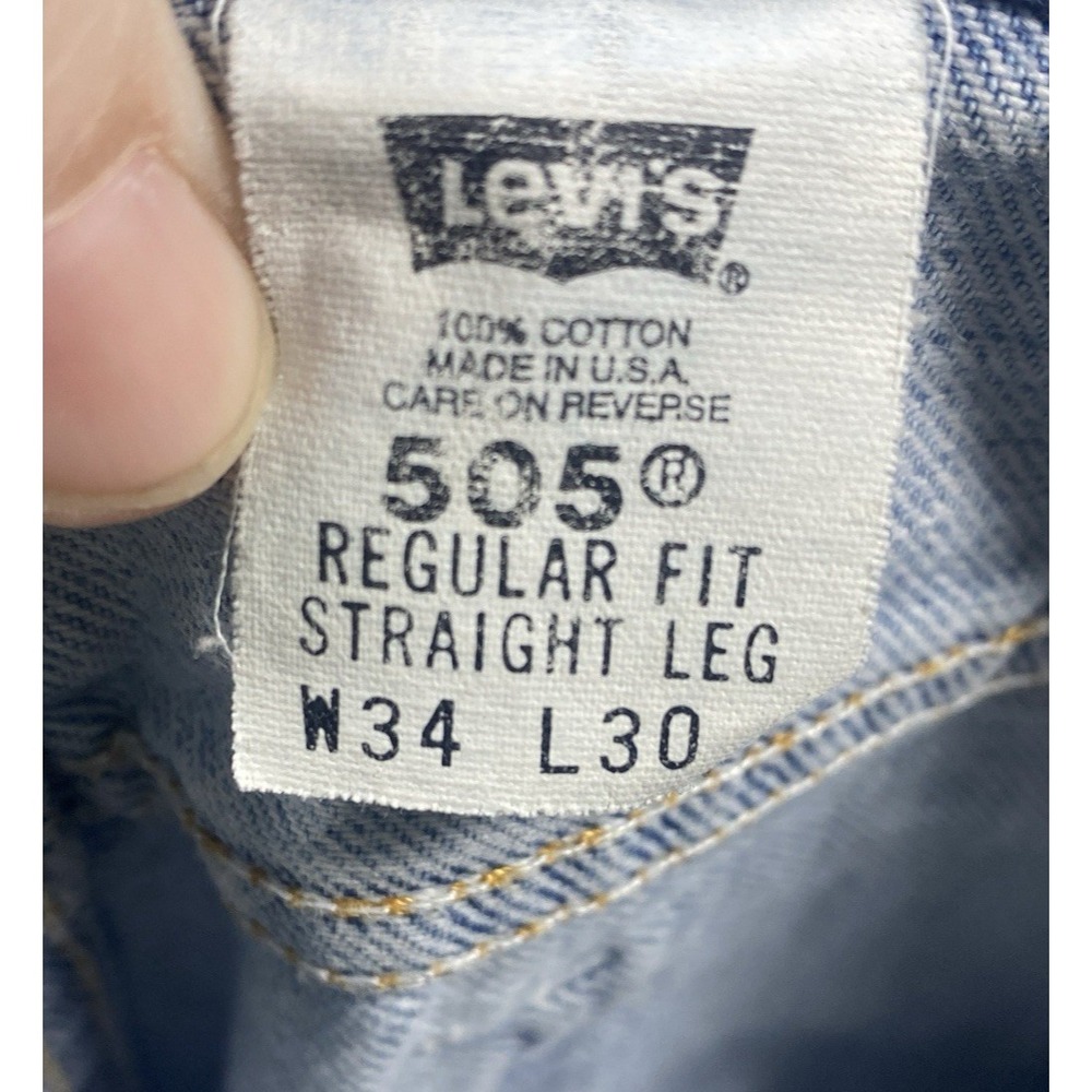Vintage Men's Levi's 505 Jeans Regular Fit Straight Leg 34x30 Made in USA 90's - Picture 4 of 9